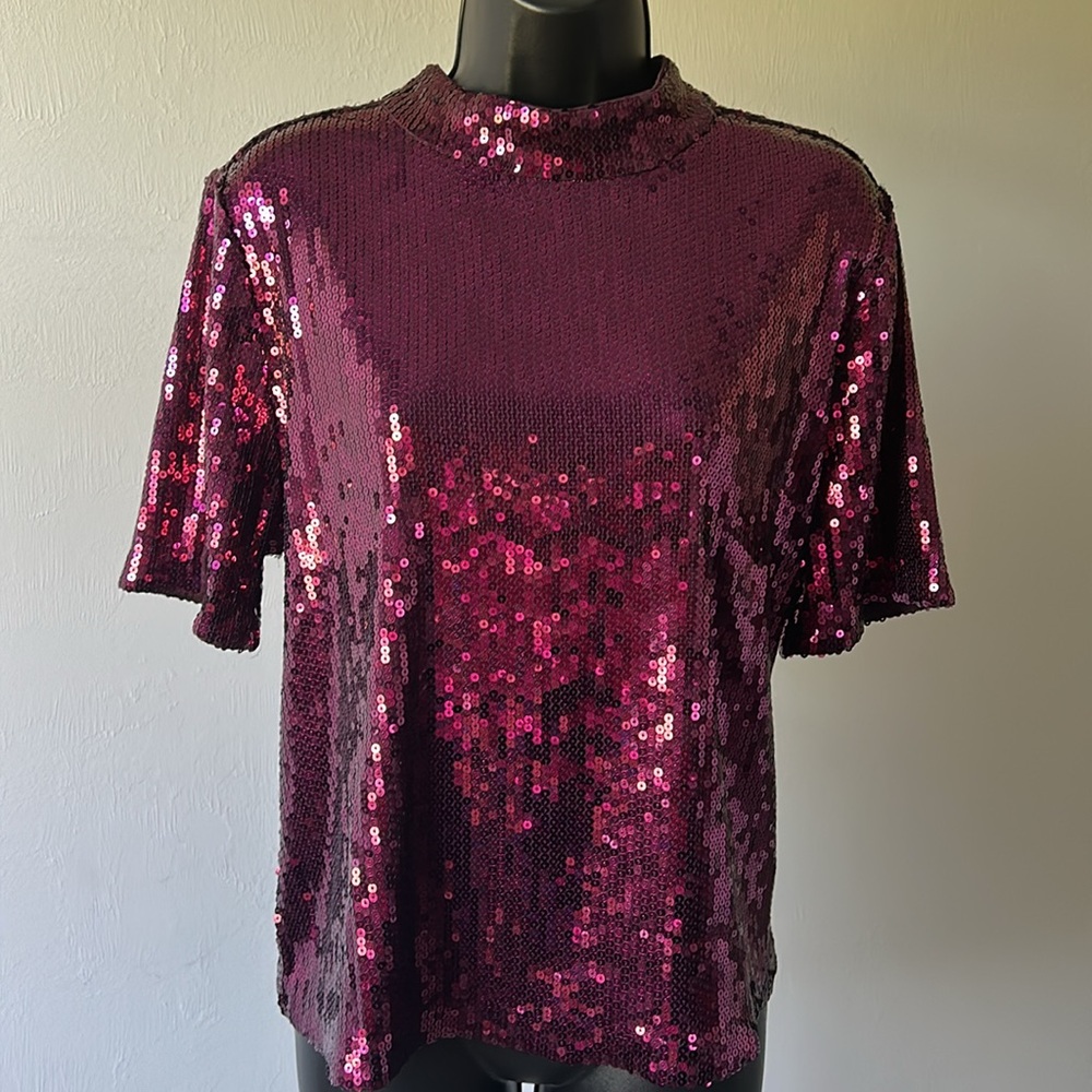 MICHAEL KORS Sequin Mock Neck Top NWT Women’s size XL